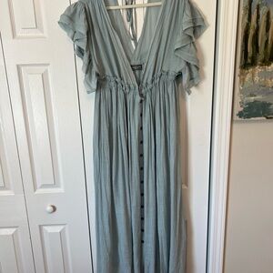 Sweet Love Blue Flutter Sleeve Maxi Dress